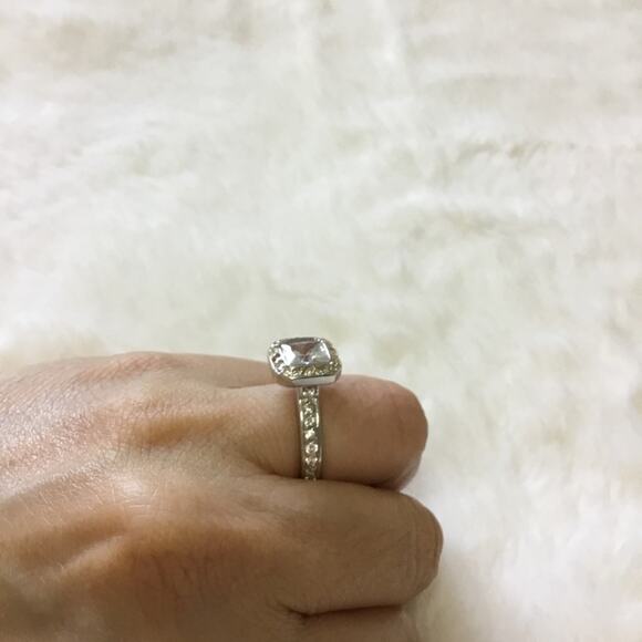Sterling Silver Square Crystal Ring - Picture 2 of 10